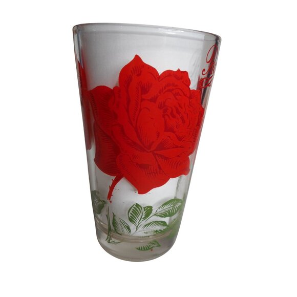 MCM Boscul Peanut Butter Drinking Juice Glass Tumbler Red Rose Estate  5"  #4 - Picture 2 of 4